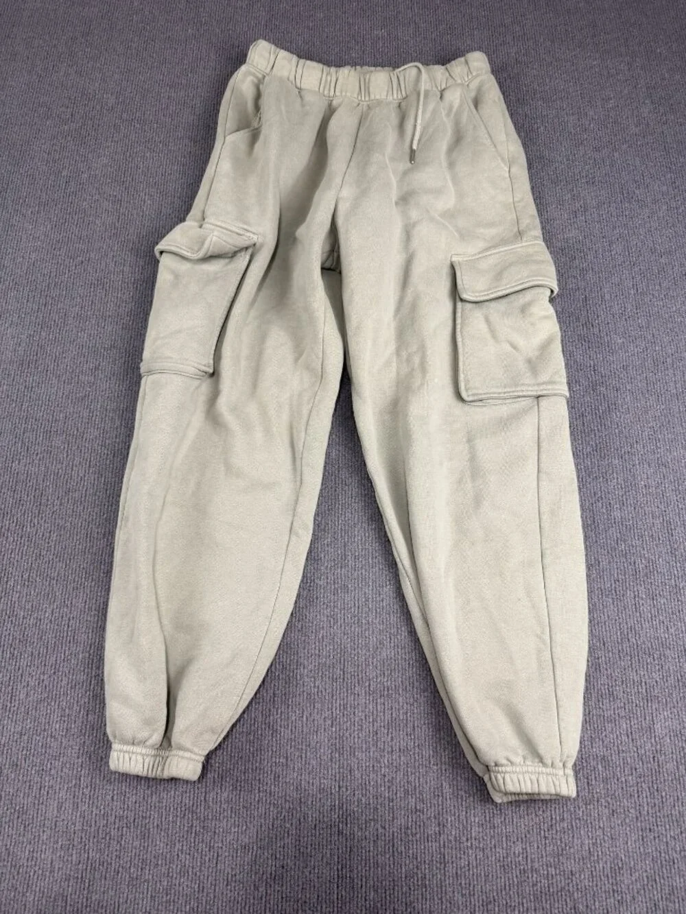 Abercrombie & Fitch Mens Cargo Joggers M Gray Elastic Waist Drawstring Pockets
